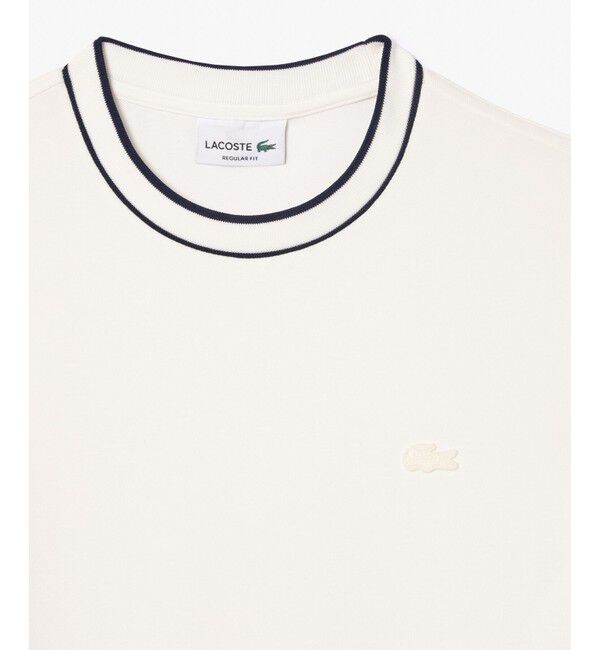 LACOSTE「配色ラインドリブネック鹿の子地 半袖Tシャツ」|Tシャツ・カットソー|