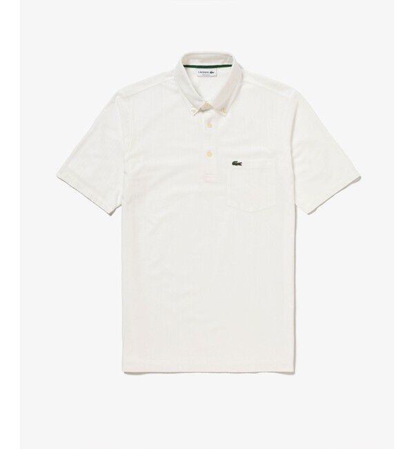 LACOSTE「鹿の子地切り替え同色ストライプボタンダウンポロシャツ」|ポロシャツ|