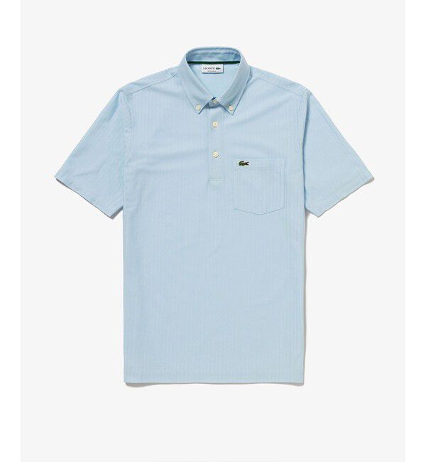 LACOSTE「鹿の子地切り替え同色ストライプボタンダウンポロシャツ」|ポロシャツ|