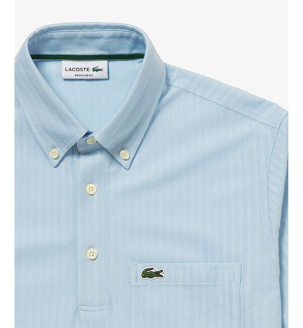 LACOSTE「鹿の子地切り替え同色ストライプボタンダウンポロシャツ」|ポロシャツ|