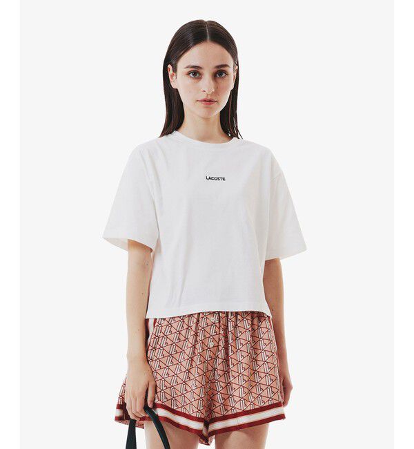 LACOSTE「ワイド＆ショートネームステッチTシャツ」|Tシャツ・カットソー|ホワイト