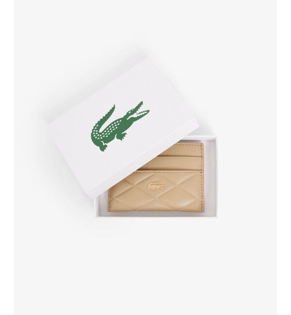 LACOSTE「クロコダイル キルティングレザーカードケース」|名刺入れ・カードケース|ベージュ