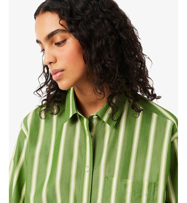 LACOSTE「オーバーサイズストライプポプリンシャツ」|シャツ・ブラウス|