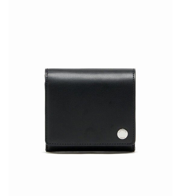 LACOSTE「シルバーブローチ2つ折りレザーミニウォレット」|財布|ブラック