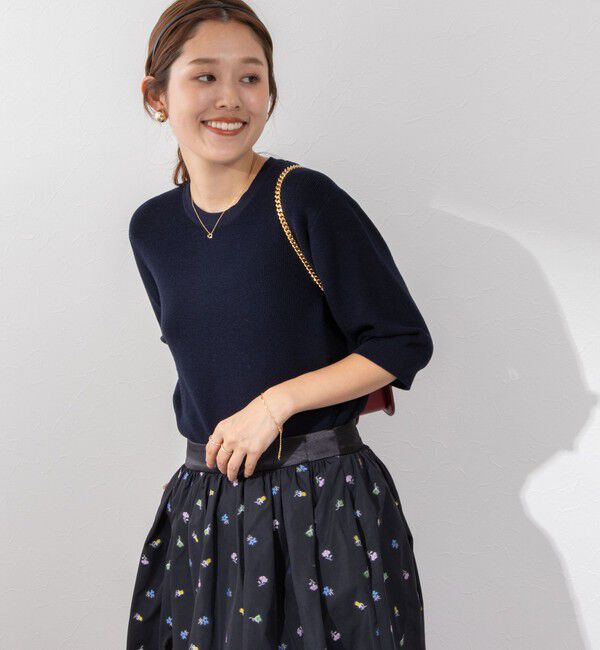 NOLLEY'S「《手洗い可能》ESPOIR 16G片畦5分袖プルオーバーニット」|ニット・セーター|