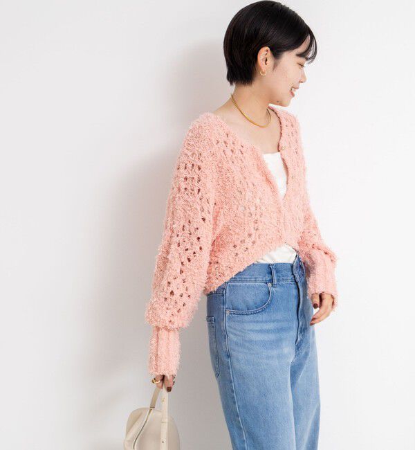 NOLLEY'S「《手洗い可能》カットフェザーヤーン透かし柄2WAYカーディガン」|カーディガン|