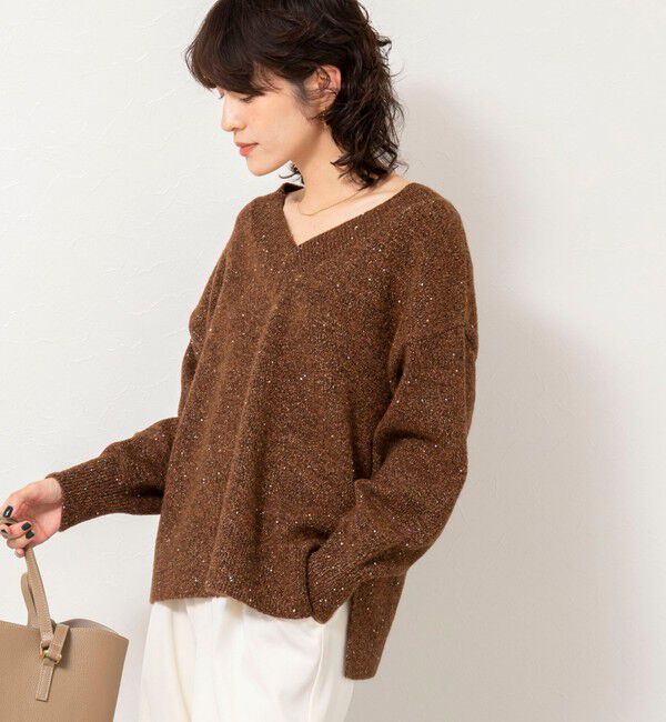NOLLEY'S sophi「《手洗い可能》モヘヤスパンコールVネックプルオーバー」|ニット・セーター|