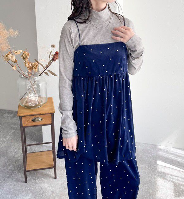 fredy emue「《セットアップ対応》ベロアドット刺繍キャミブラウス」|キャミソール|