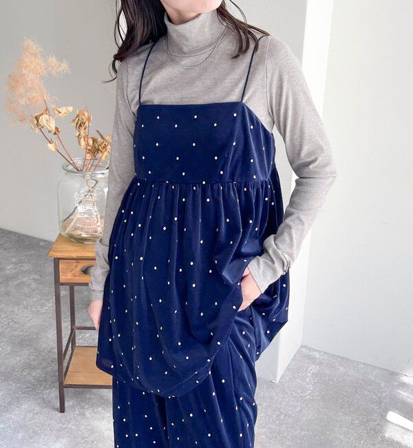 fredy emue「《セットアップ対応》ベロアドット刺繍キャミブラウス」|キャミソール|
