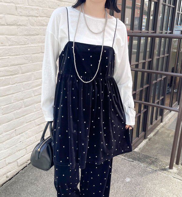 fredy emue「《セットアップ対応》ベロアドット刺繍キャミブラウス」|キャミソール|