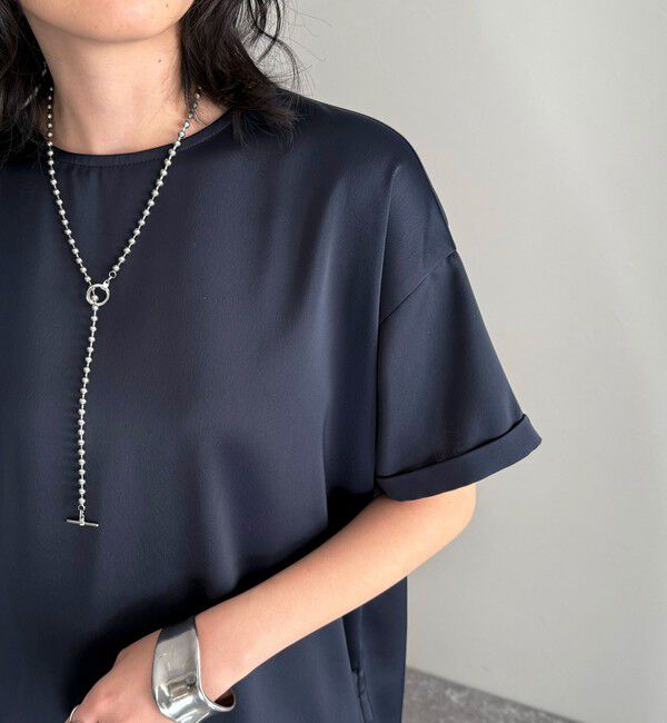 fredy emue「【WEB限定カラーあり】サテン半袖Tシャツブラウス」|シャツ・ブラウス|