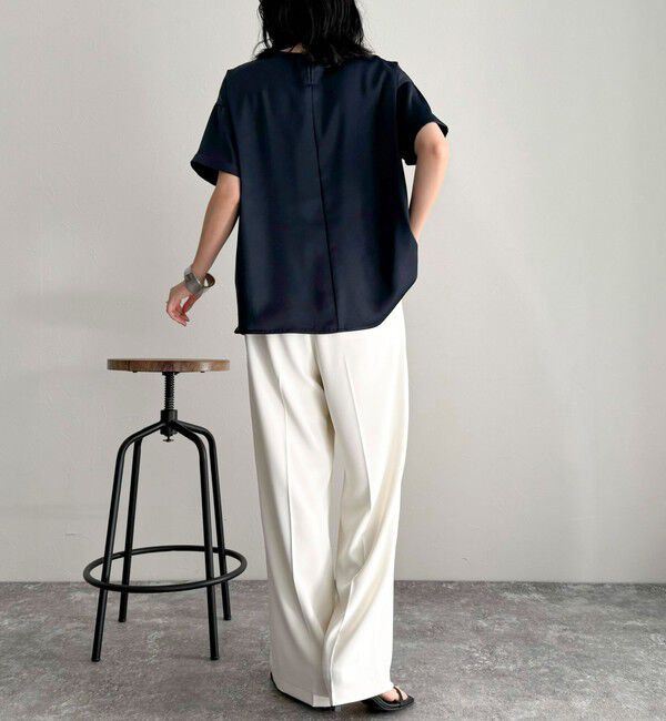 fredy emue「【WEB限定カラーあり】サテン半袖Tシャツブラウス」|シャツ・ブラウス|