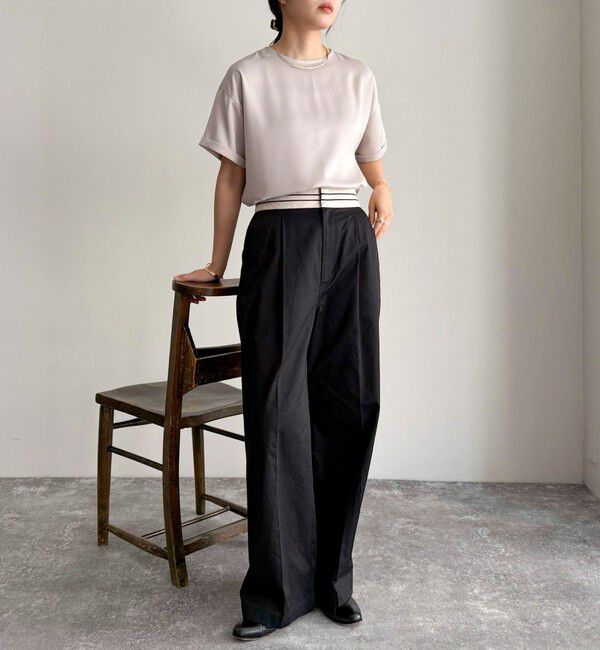 fredy emue「【WEB限定カラーあり】サテン半袖Tシャツブラウス」|シャツ・ブラウス|