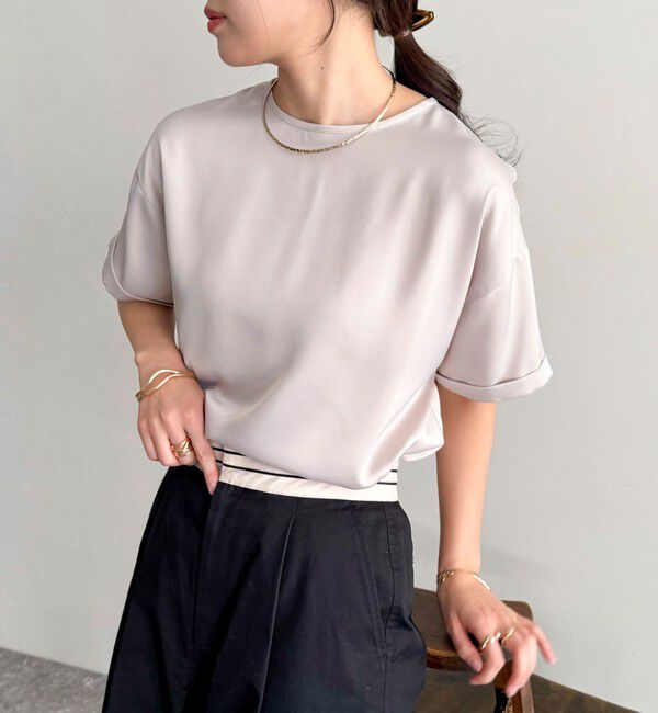 fredy emue「【WEB限定カラーあり】サテン半袖Tシャツブラウス」|シャツ・ブラウス|