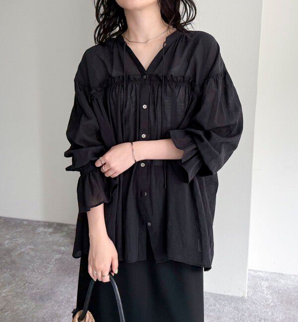fredy emue「コットンギャザーオーバーブラウス」|シャツ・ブラウス|