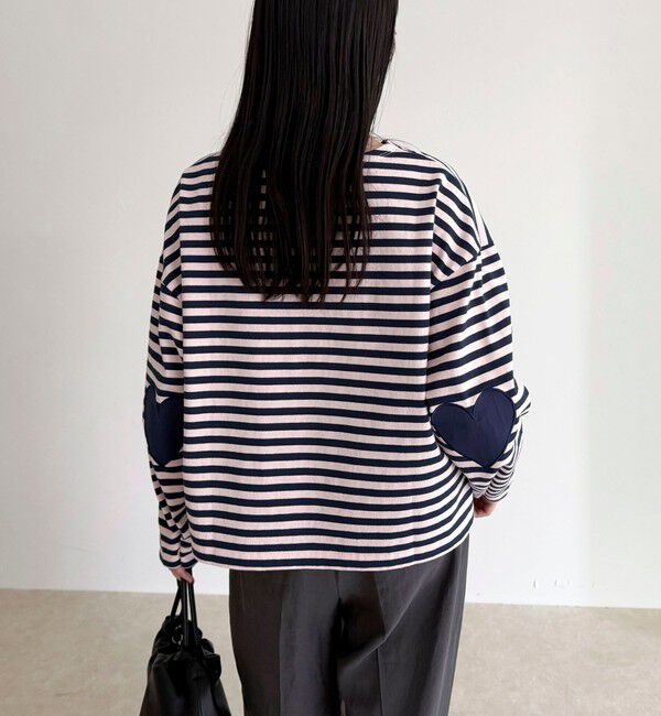 fredy emue「ボーダーハートパッチプルオーバー」|Tシャツ・カットソー|ブルー系その他