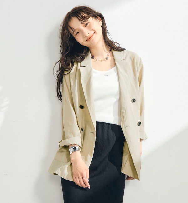 fredy emue「リネン混ライトダブルジャケット」|テーラードジャケット|ベージュ