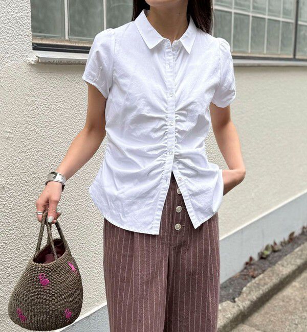 fredy emue「フロントギャザーちび袖ブラウス」|シャツ・ブラウス|