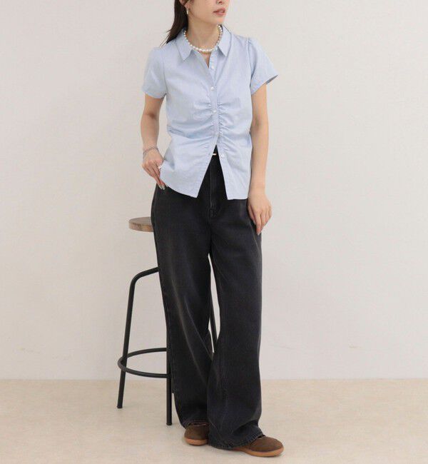 fredy emue「フロントギャザーちび袖ブラウス」|シャツ・ブラウス|