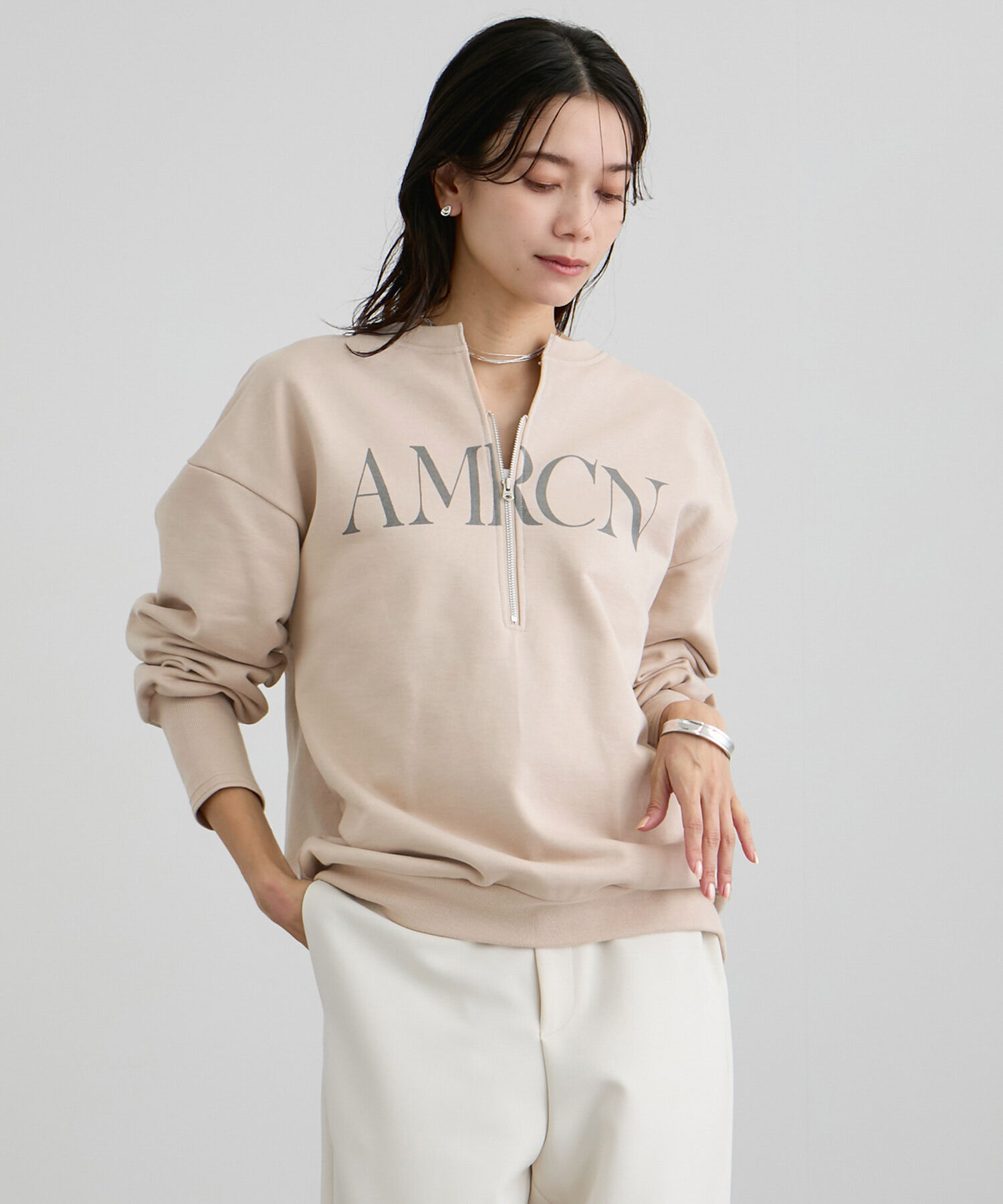 SALON adam et rope'「【Americana（アメリカーナ） for SALON】ロゴジップスウェット」|スウェット・ジャージ|