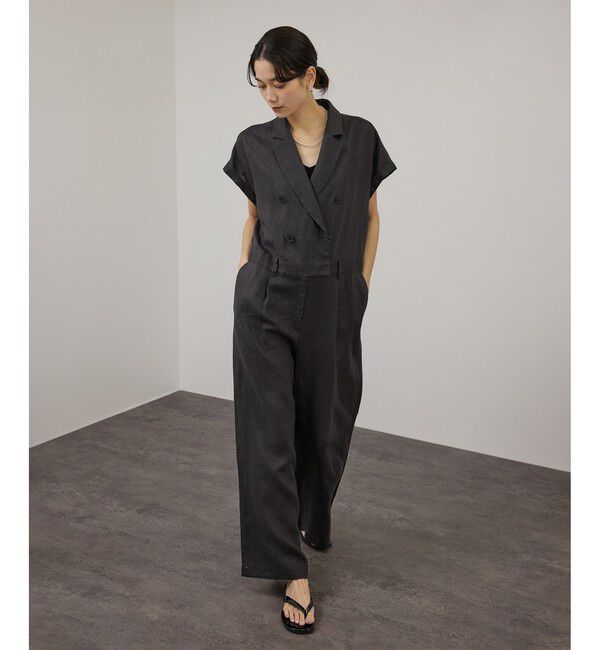 SALON adam et rope'「【WEB限定】ヨーロピアンリネンテーラードオールインワン」|オールインワン|チャコール(06)