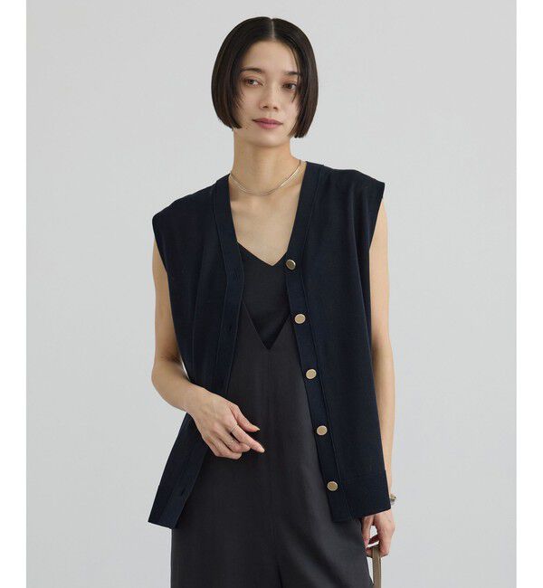 SALON adam et rope'「【WEB限定】ドライタッチメタルボタンニットジレ / ベスト［洗える］」|ベスト・ジレ|