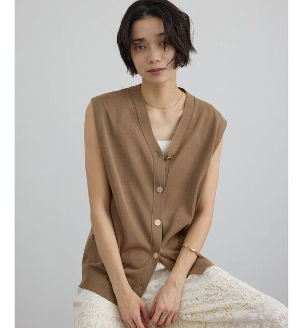 SALON adam et rope'「【WEB限定】ドライタッチメタルボタンニットジレ / ベスト［洗える］」|ベスト・ジレ|ブラウン系(22)