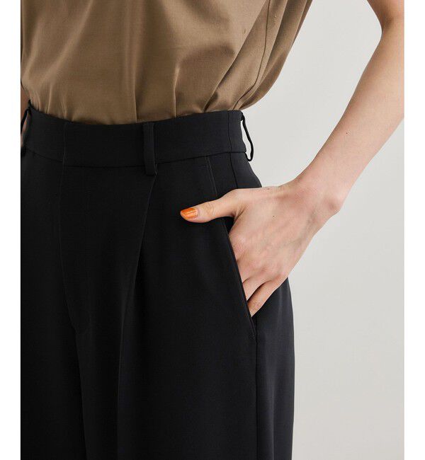 ROPE「[美人パンツ]ダブルクロスワイドパンツ/イージーケア」|チノ|