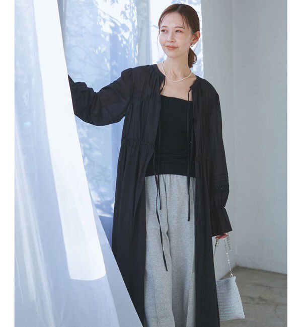 Rope&rsquo;Picnic「【接触冷感・通気性】お着軽シャツシリーズ/綿ボイルガウンワンピース」|ワンピース|