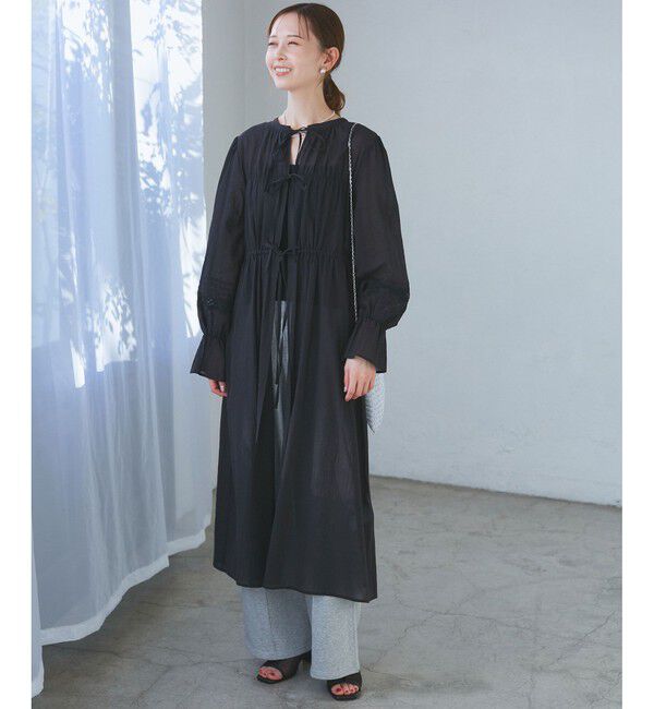 Rope&rsquo;Picnic「【接触冷感・通気性】お着軽シャツシリーズ/綿ボイルガウンワンピース」|ワンピース|