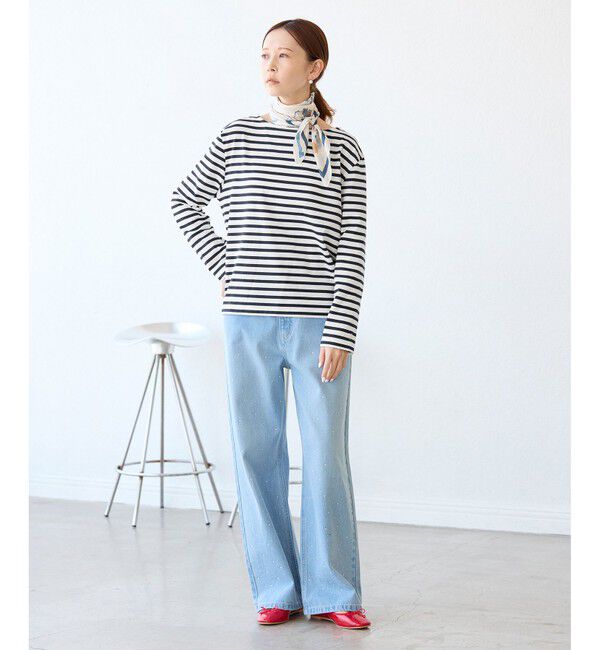 Rope&rsquo;Picnic「刺繍入りボーダーカットトップス」|Tシャツ・カットソー|