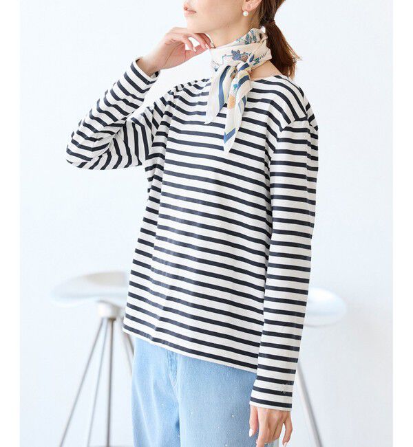 Rope&rsquo;Picnic「刺繍入りボーダーカットトップス」|Tシャツ・カットソー|