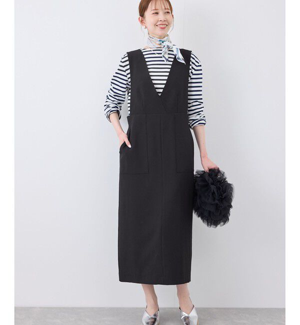 Rope&rsquo;Picnic「デザインポケットジャンパースカート」|ワンピース|ブラック(01)
