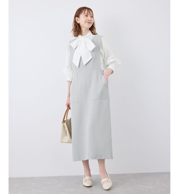 Rope&rsquo;Picnic「デザインポケットジャンパースカート」|ワンピース|ライトグレー(08)