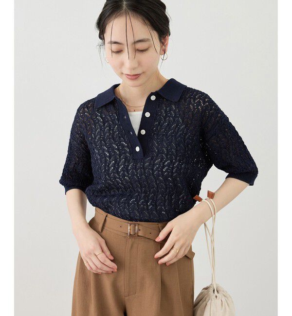 Rope&rsquo;Picnic「レースポロニット」|ニット・セーター|