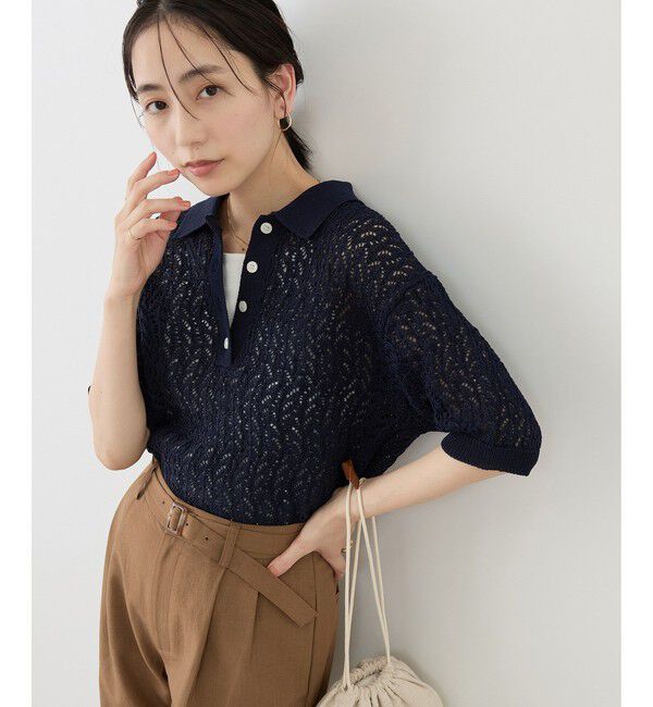 Rope&rsquo;Picnic「レースポロニット」|ニット・セーター|