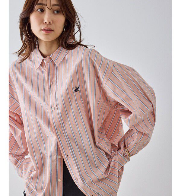 Rope&rsquo;Picnic「【BEVERLYHILLS POLO CLUB・一部店舗限定】ストライプビッグシルエットシャツ」|シャツ・ブラウス|オレンジ(70)