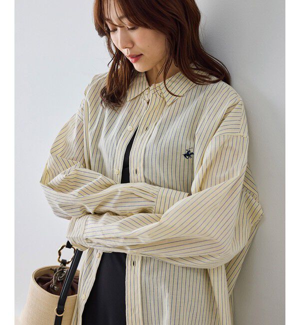 Rope&rsquo;Picnic「【BEVERLYHILLS POLO CLUB・一部店舗限定】ストライプビッグシルエットシャツ」|シャツ・ブラウス|イエロー(80)