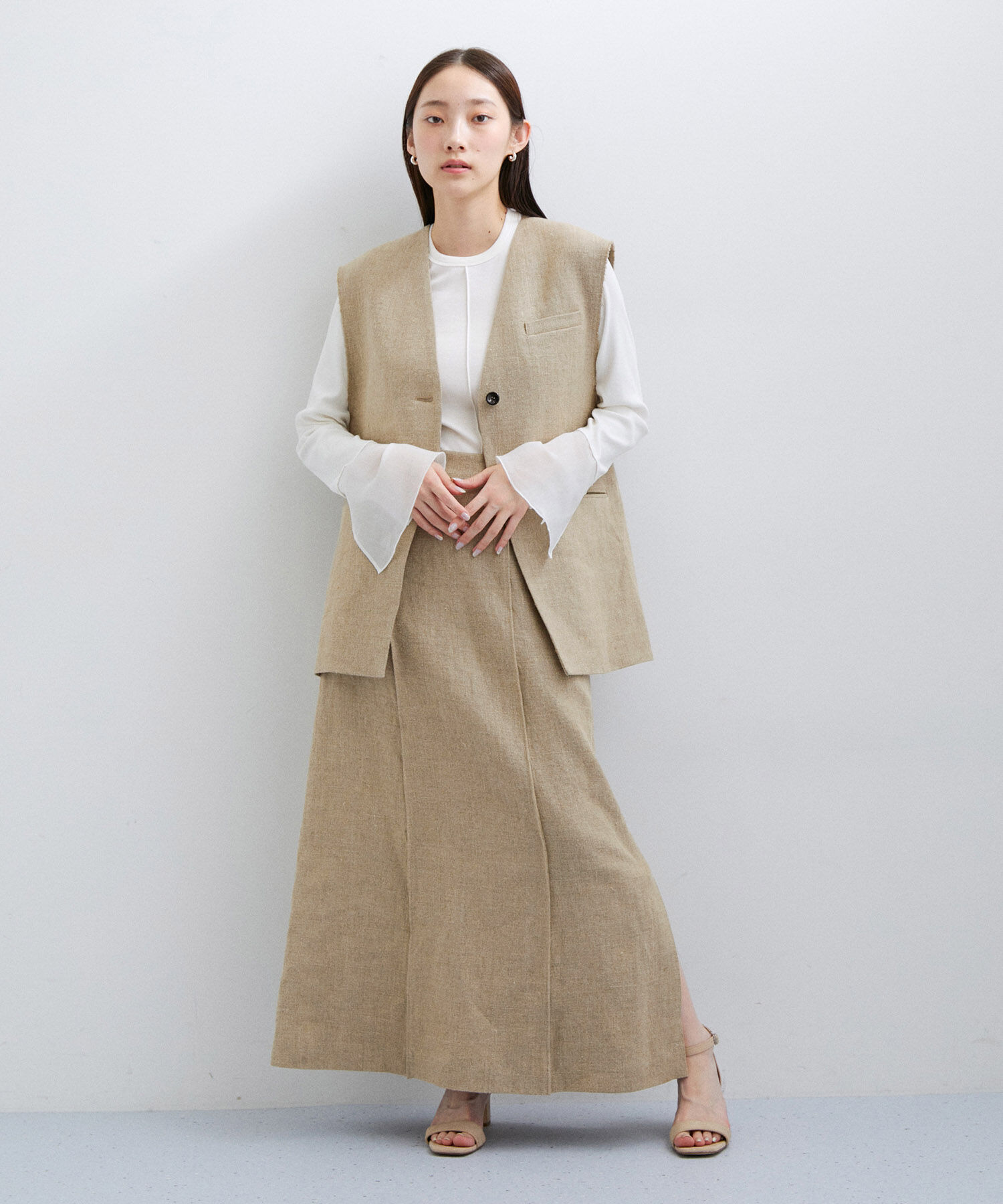 ADAM ET ROPE'「【セットアップ対応】ローウエストリネンスカート」|スカート|