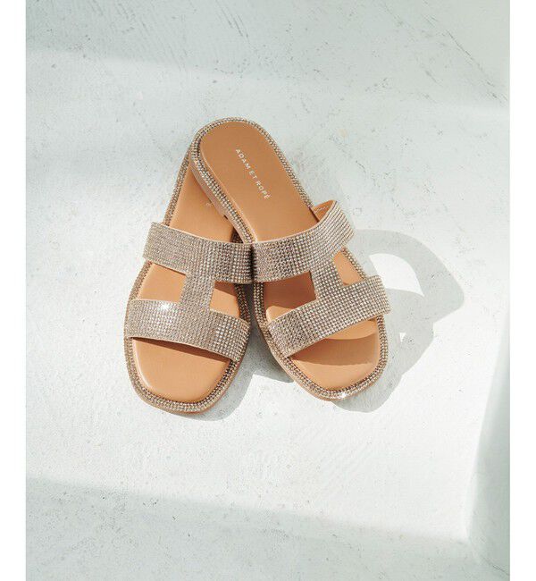 ADAM ET ROPE'「Iストラップラインストーンサンダル」|サンダル|ベージュ(27)