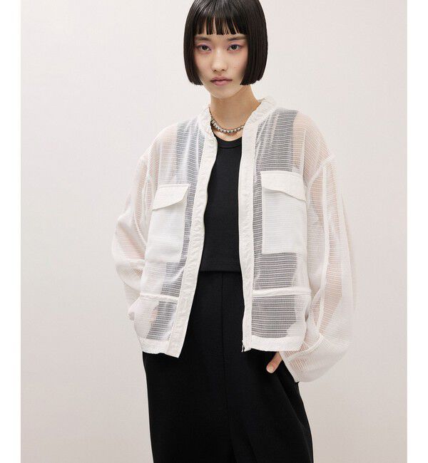 ADAM ET ROPE'「ドロストメッシュシャツ」|シャツ・ブラウス|ホワイト(10)