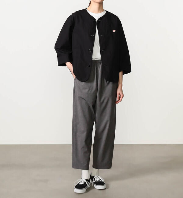 DANTON「DANTON | コットンリネンダンプ ノーカラージャケット WOMEN」|ノーカラージャケット|