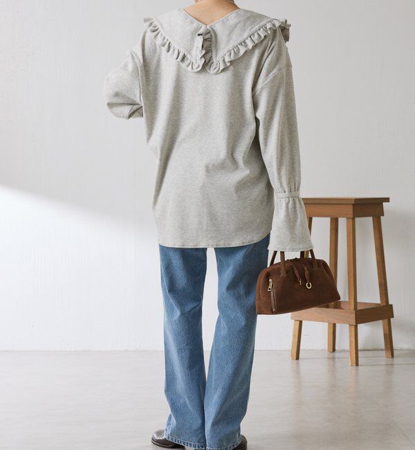  「Qanos 襟付きフリルロンT」|Tシャツ・カットソー|