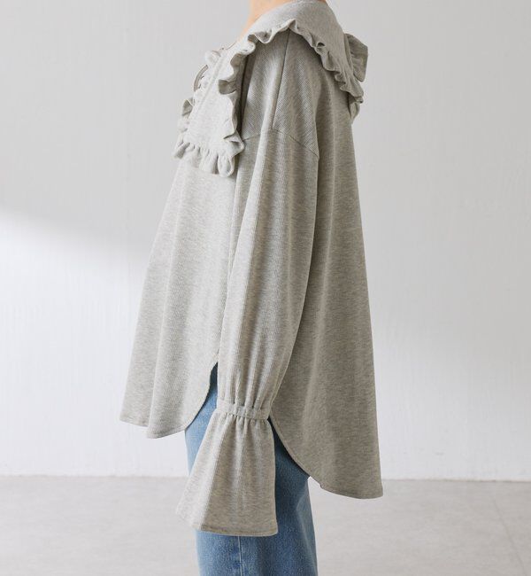  「Qanos 襟付きフリルロンT」|Tシャツ・カットソー|