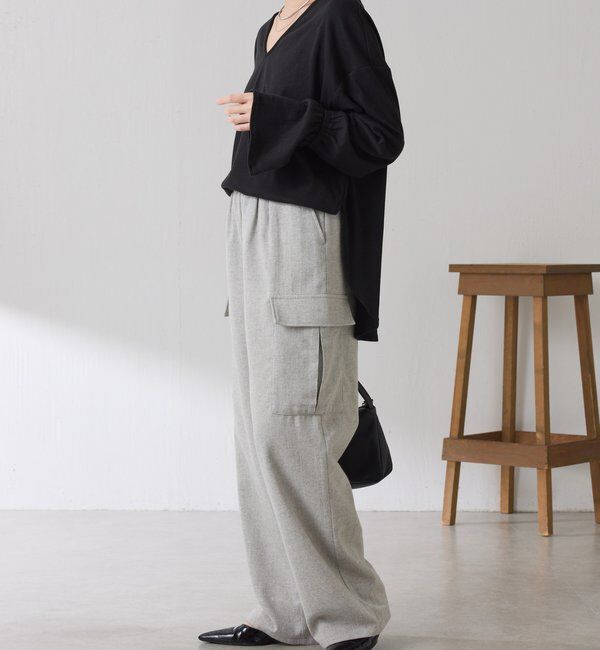  「Qanos 襟付きフリルロンT」|Tシャツ・カットソー|