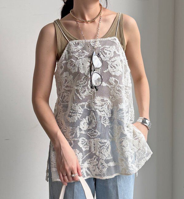  「【セットアップ可能】メッシュレースキャミ」|シャツ・ブラウス|