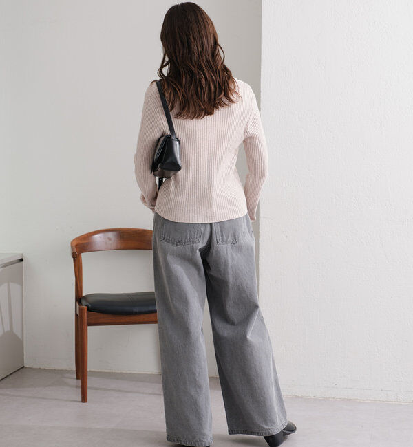  「【3サイズ】デニムタックワイドパンツ」|デニム|