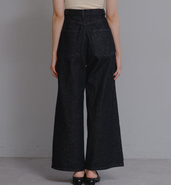  「【3サイズ】デニムタックワイドパンツ」|デニム|