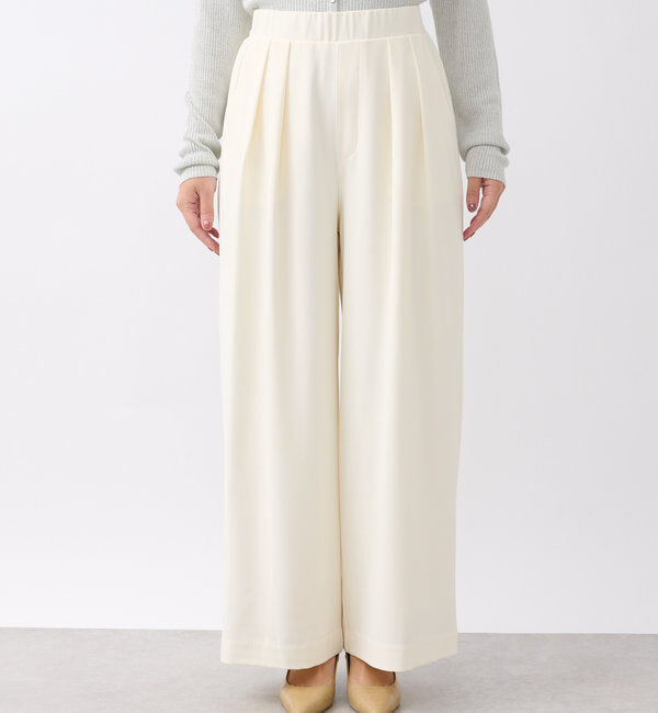  「【ウォッシャブル】【シーズンレスで使える】タックワイドスラックス」|チノ|