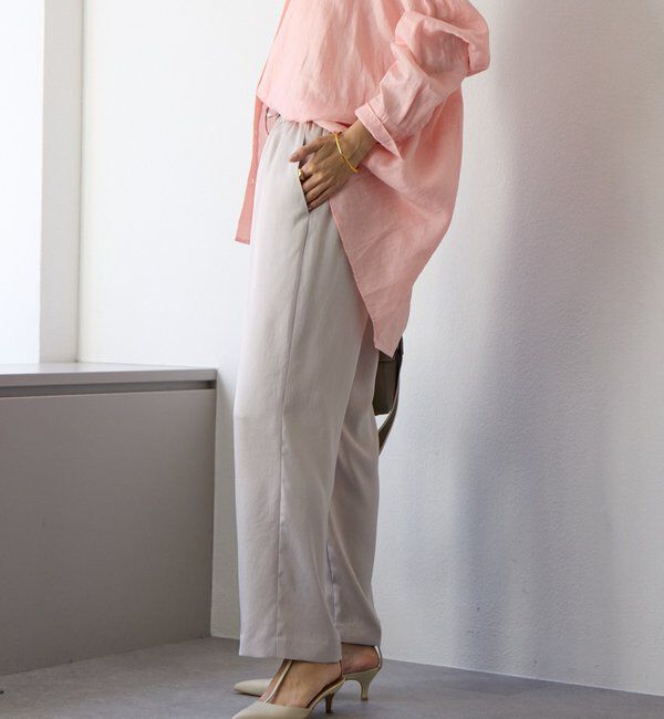  「【上品な光沢】サテンツイルイージーパンツ」|チノ|